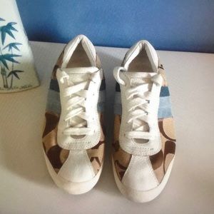 Coach Blue Suede Side and  Monogram Sneakers  71/2